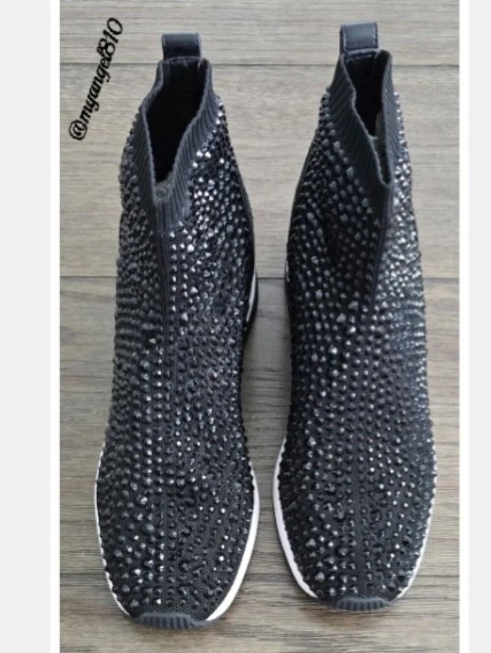 Michael Kors Black Crystal-Knit Skyler Bootie, Size 10